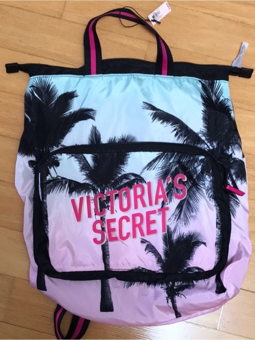 Victoria's Secret Pink and Black Palm-Print Backpack - Picture 4 of 5